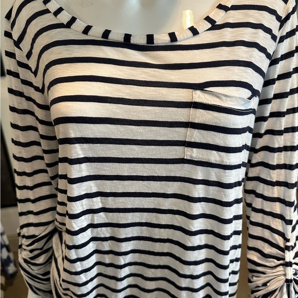Splendid Navy and White Striped Long Sleeve Tee Shirt - Picture 6 of 6